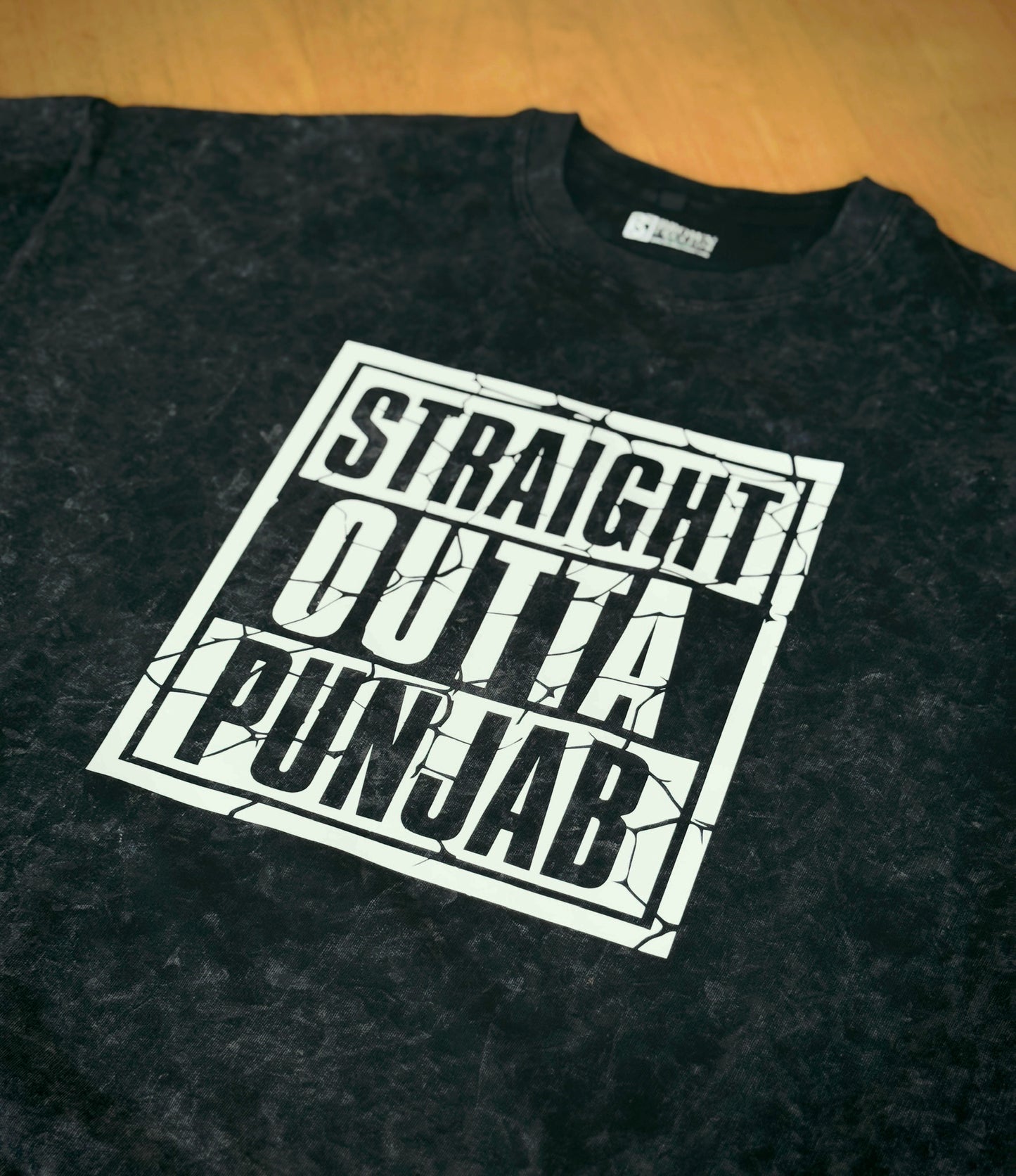 Straight Outta Punjab Acid Washed oversized T-shirt