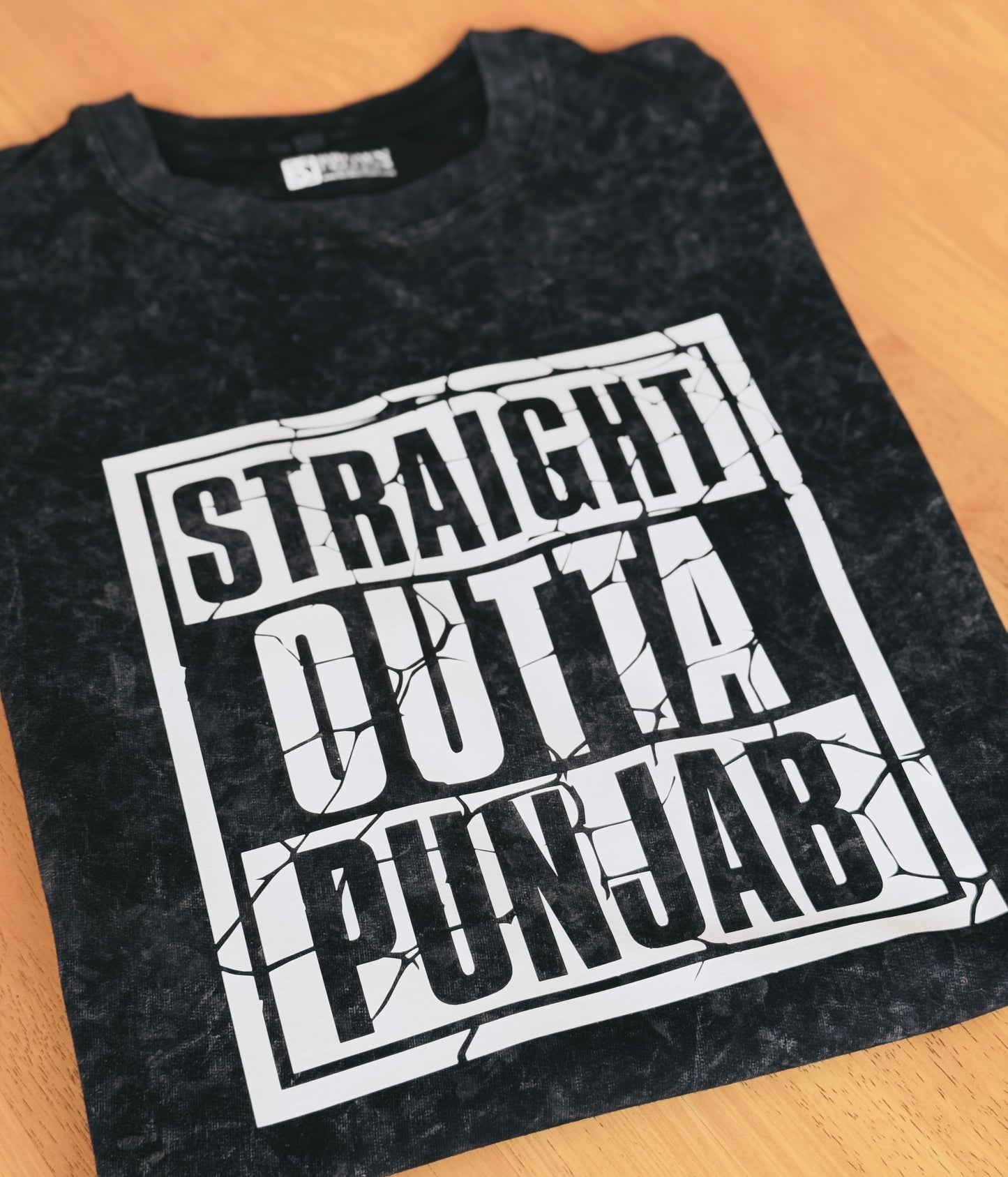 Straight Outta Punjab Acid Washed oversized T-shirt