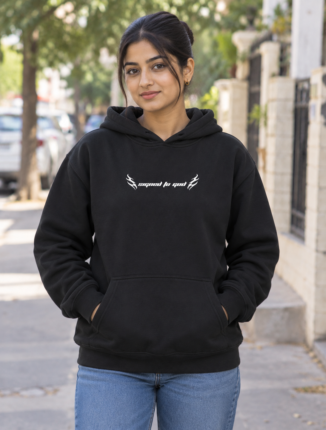 Signed to God Hoodie – Tribal Flame Graphic