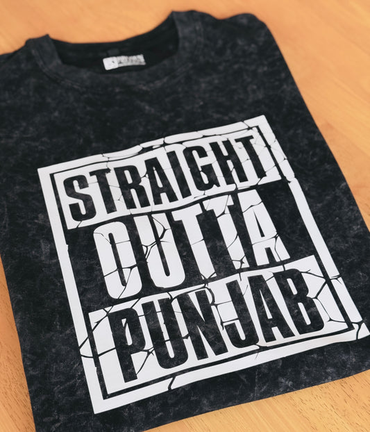 Straight Outta Punjab Acid Washed oversized T-shirt