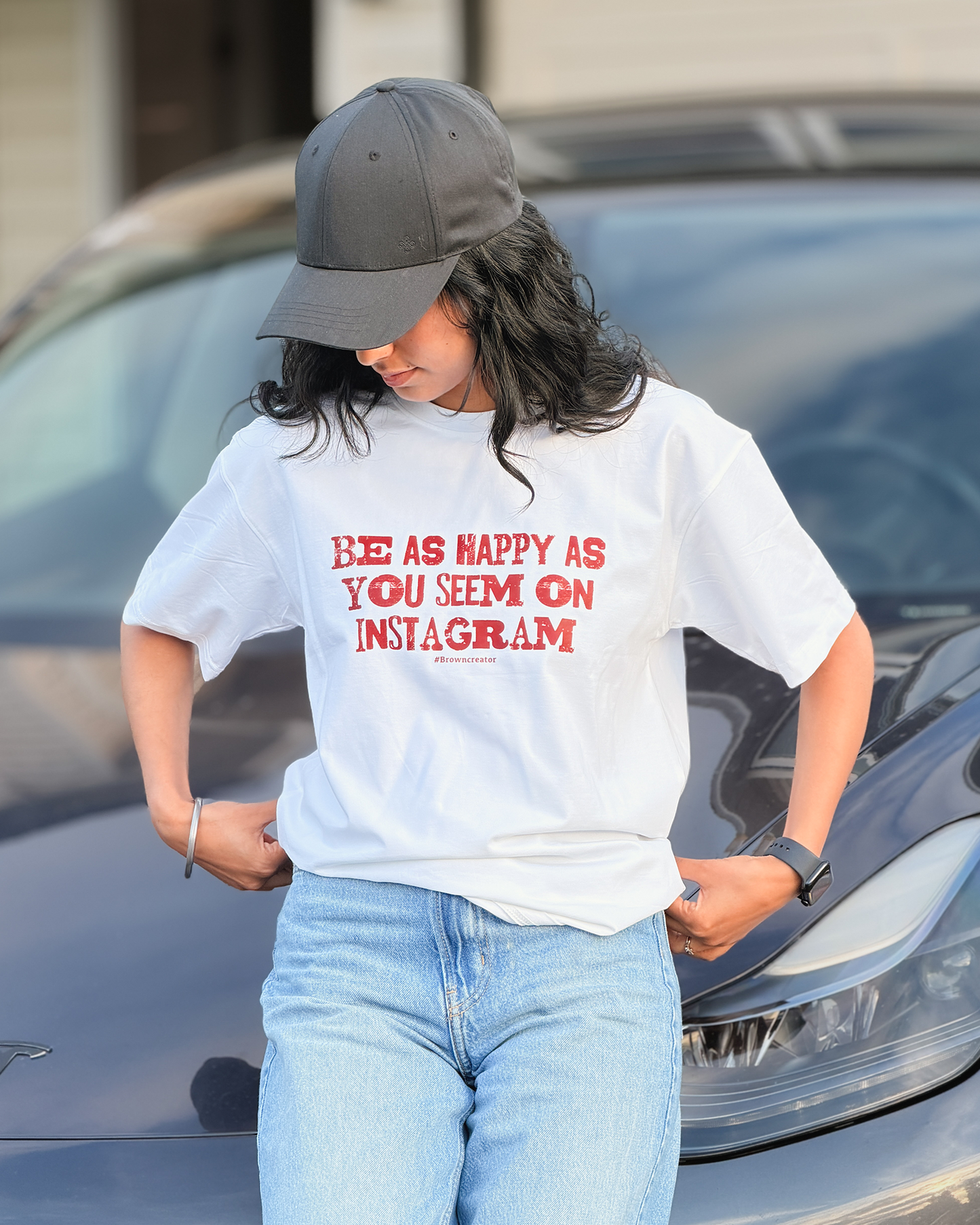Be as happy as you seem on instagram unisex T-shirt