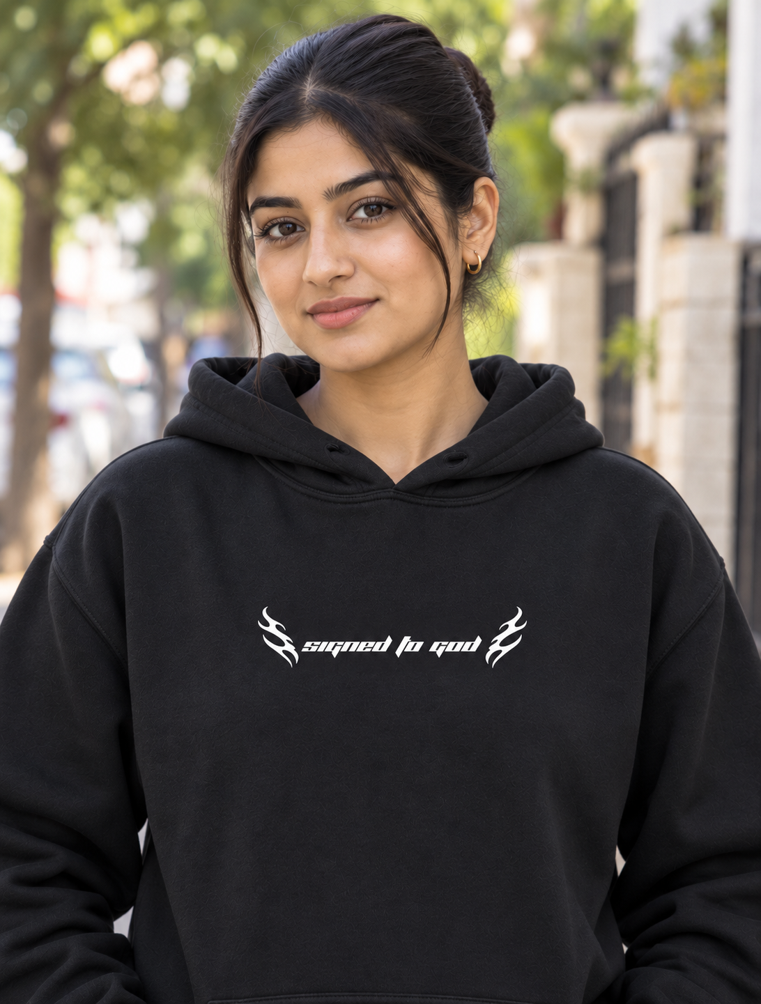 Signed to God Hoodie – Tribal Flame Graphic